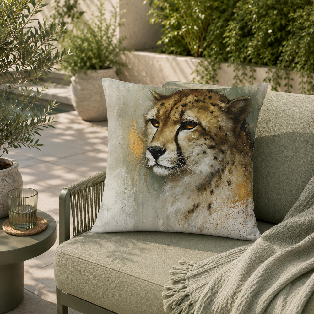 Cheetah Outdoor Pillow, Safari Animal Cushion, Neutral Wildlife Throw Pillow, Modern Jungle Pillowcase, Elegant Home Decor Accent