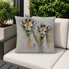 Giraffe Outdoor Pillow, Neutral Safari Cushion, Modern Wildlife Patio Pillow, Elegant Animal Pillowcase, Nature Home Decor Accent