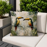 Toucan Outdoor Pillow, Tropical Bird Cushion Cover, Jungle Patio Decor, Coastal Resort Throw Pillow, Botanical Pillowcase