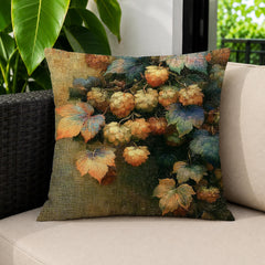 Hops Vine Outdoor Pillow, Botanical Garden Cushion, Rustic Patio Decor, Neutral Porch Pillow, Nature Inspired Pillowcase