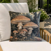 Mushroom Outdoor Pillow, Woodland Forest Cushion, Cottagecore Patio Decor, Rustic Nature Porch Pillow, Botanical Pillowcase