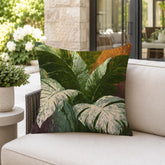 Monstera Botanical Throw Pillow, Tropical Leaf Cushion Cover, Moody Pillowcase, Elegant Jungle Decor, Modern Coastal Outdoor Pillow