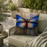 Blue Dragonfly Outdoor Pillow, Moody Nature Cushion Cover, Elegant Insect Pillowcase, Botanical Throw Pillow, Coastal Decor Accent