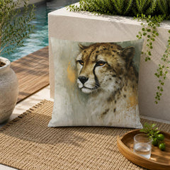 Cheetah Outdoor Pillow, Safari Animal Cushion, Neutral Wildlife Throw Pillow, Modern Jungle Pillowcase, Elegant Home Decor Accent