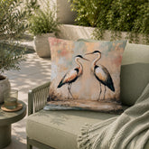 Heron Outdoor Pillow, Coastal Bird Cushion, Neutral Marsh Throw Pillow, Elegant Wildlife Pillowcase, Serene Home Decor Accent