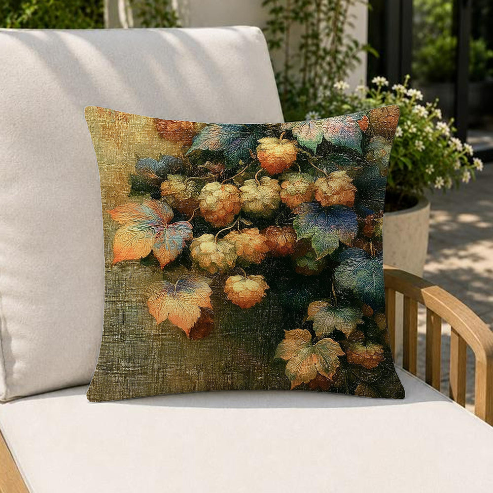 Hops Vine Outdoor Pillow, Botanical Garden Cushion, Rustic Patio Decor, Neutral Porch Pillow, Nature Inspired Pillowcase
