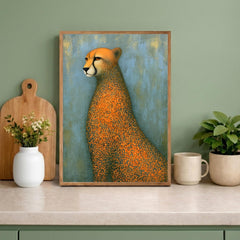 Modern Cheetah Portrait Wall Art Print, Safari Animal Canvas Decor, Whimsical Leopard Artwork, Contemporary Wildlife Wall Decor