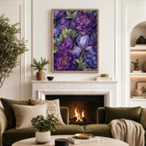 Purple Peony Wall Art, Canvas Print, Poster, Framed Canvas, Iris Flower Decor, Vintage Botanical Artwork For Dining Room Accent Print