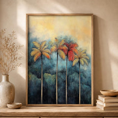 Tropical Palm Tree Wall Art Print, Coastal Living Room Decor, Beach House Artwork, Modern Island Style Wall Hanging, Resort Inspired Home
