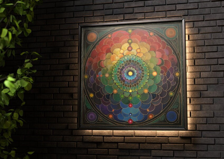 Chakra Meditation Color Energy Healing Canvas Wall Art, Mindfulness Black Framed Wall Art, Mental Spiritual Art, Zen Wall Decor