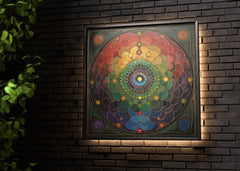 Chakra Meditation Color Energy Healing Canvas Wall Art, Mindfulness Black Framed Wall Art, Mental Spiritual Art, Zen Wall Decor