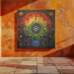 Chakra Meditation Color Energy Healing Canvas Wall Art, Mindfulness Black Framed Wall Art, Mental Spiritual Art, Zen Wall Decor