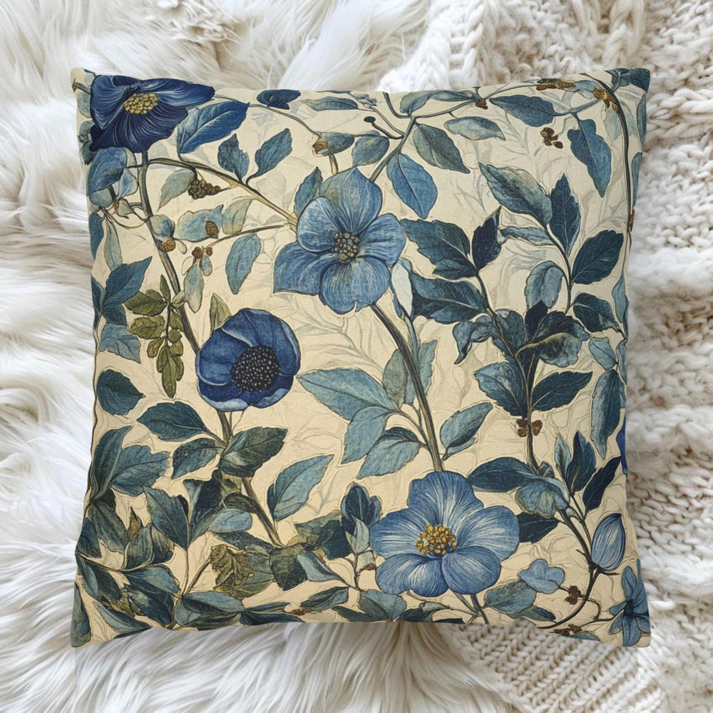 William Morris Inspired Throw Pillow Covers, Square Pillows for Farmhouse, Vintage Floral Cushion Cover, Blue Pillows, Floral Pillow Cases