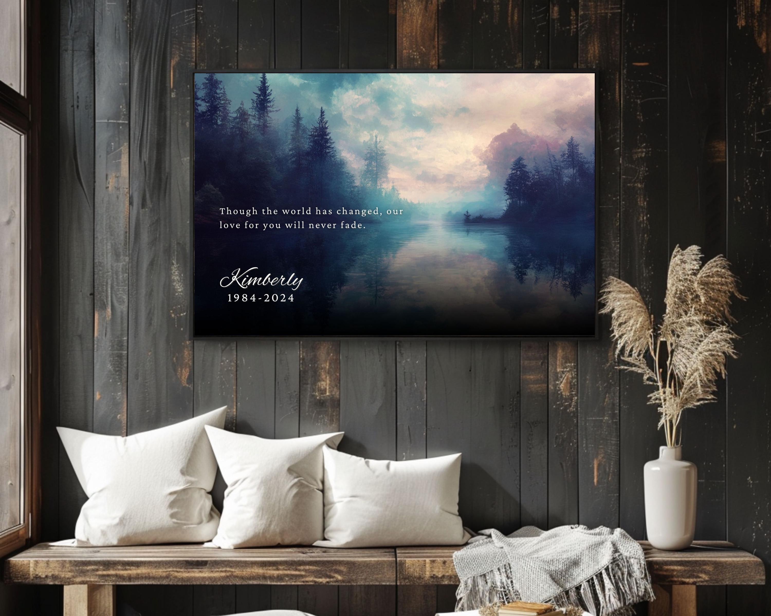 Memorial Canvas Art, Custom Ethereal Landscape Art Wall Decor, Bereavement Wall Art, Black Framed Memorial Gift, Tribute Poster