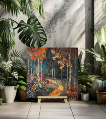 Autumn Forest Wall Art Canvas, Autumn Wall Art, William Morris Art, Black Framed Fall Wall Art for Living Room, Large Square Wall Art Print