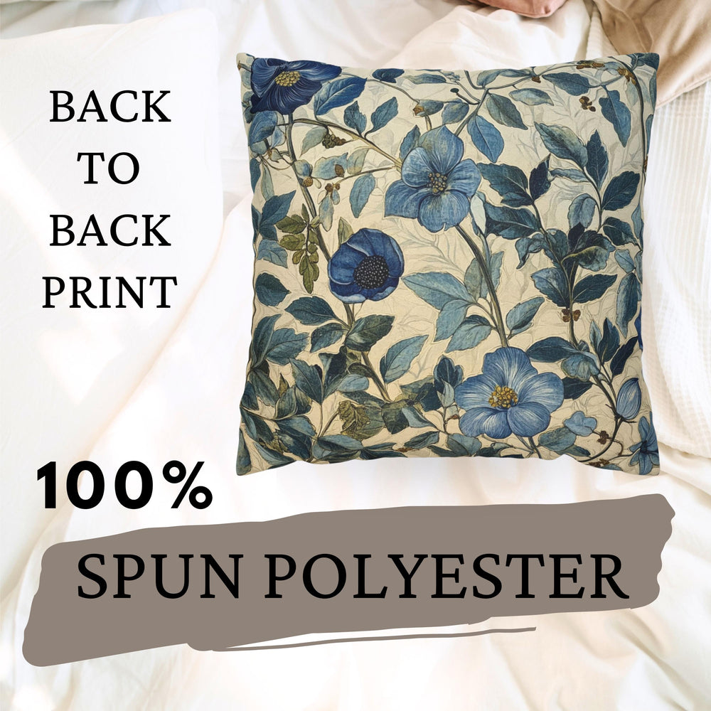 William Morris Inspired Throw Pillow Covers, Square Pillows for Farmhouse, Vintage Floral Cushion Cover, Blue Pillows, Floral Pillow Cases