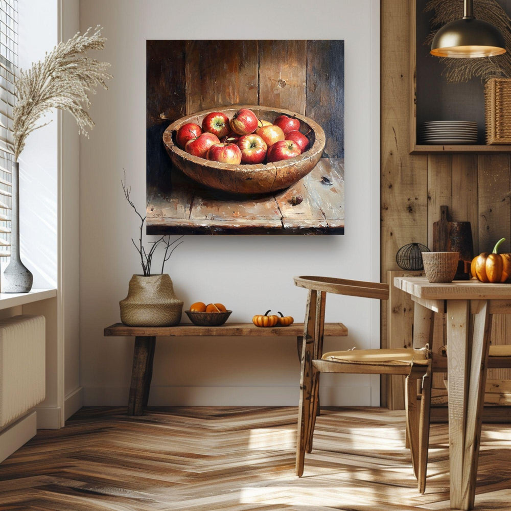 Apple Still Life Painting, Farmhouse Kitchen Wall Art, Fruit Print for Kitchen Art, Traditional Still Life Decor, Country Style Wall Art