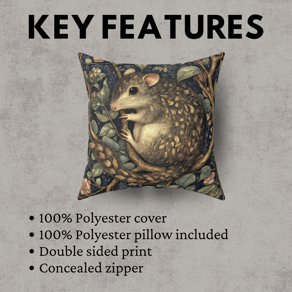 Possum Pillow William Morris Inspired, Botanical Pillow, Vintage Home, Home Decor, Victorian Floral, Art Nouveau Decor, Woodland Animals