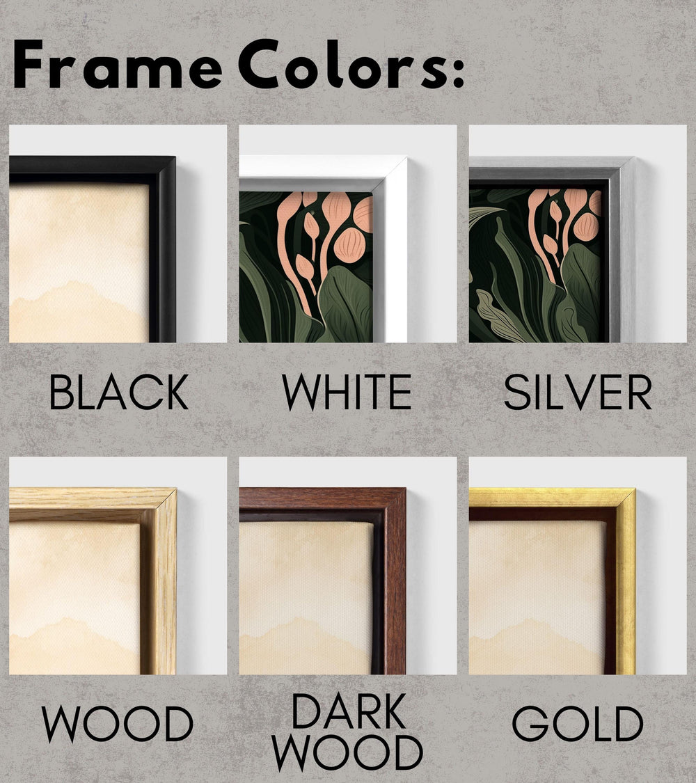 a series of four frames displaying different types of paintings