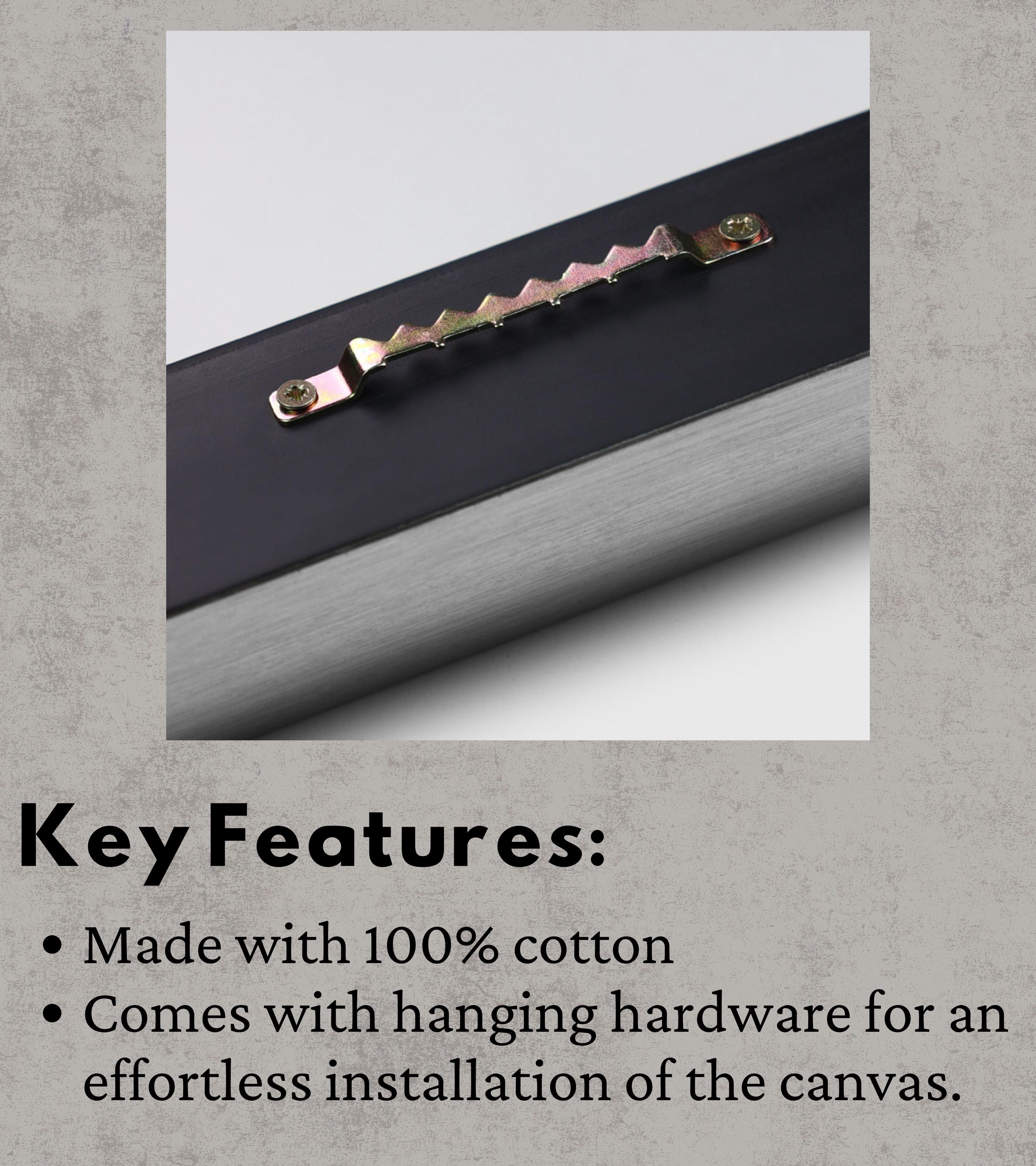 a key features made with 100 % cotton comes with hanging hardware for an effortless