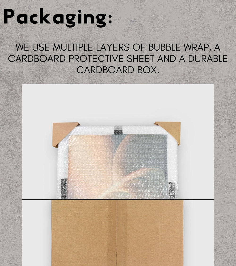 a cardboard box with a picture of a woman in it