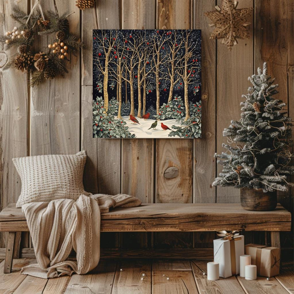 Morris Inspired Wall Art, Living Room Decor, Large Wall Art, Christmas Wall Art, Christmas Gift, Vintage Forest Wall Canvas, Above Bed Decor