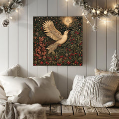 William Morris Bird Canvas, Framed Vintage Bird Art, Botanical Poster Print, Cottagecore Home Decor, Nature-Inspired Wall Wall Art
