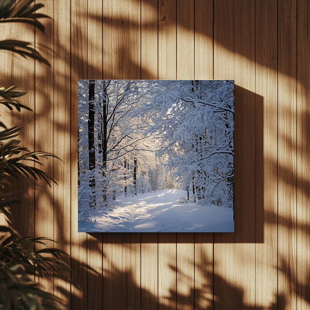 Winter Forest Canvas Wall Art, Serene Snowy Home Decor, Cozy Winter Trees Poster, Black Framed Canvas Art, Winter Nature Wall Decor