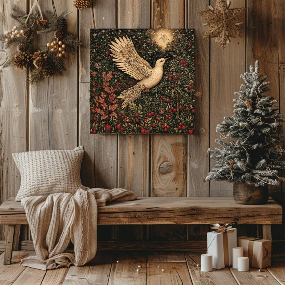 William Morris Bird Canvas, Framed Vintage Bird Art, Botanical Poster Print, Cottagecore Home Decor, Nature-Inspired Wall Wall Art