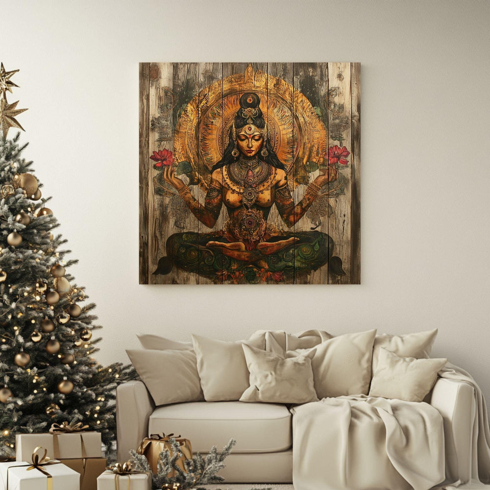 Goddess Pachamama Canvas Art, Earth Mother Boho Wall Decor, Spiritual Nature Goddess Art, Eco-Friendly Canvas Art Gift