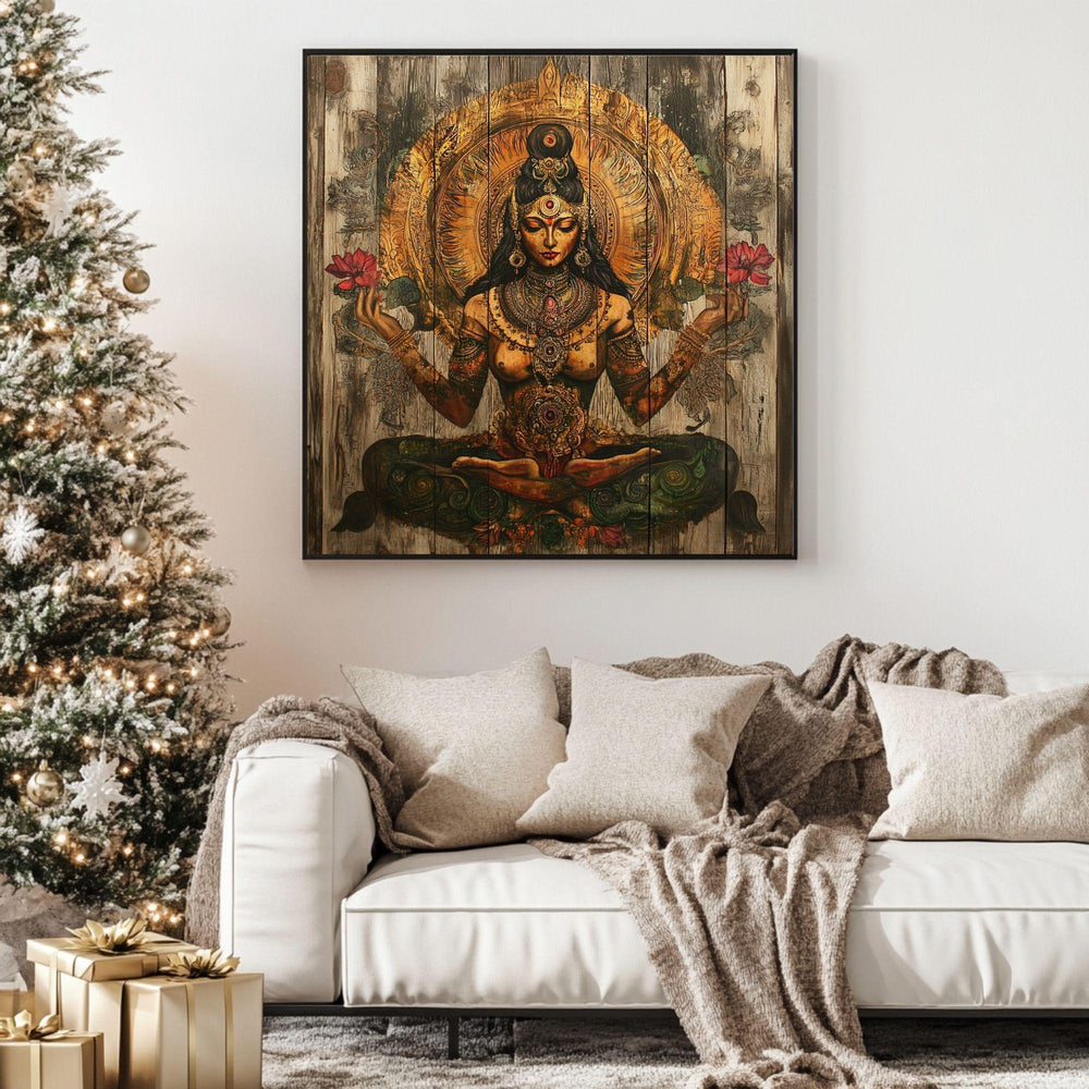 Goddess Pachamama Canvas Art, Earth Mother Boho Wall Decor, Spiritual Nature Goddess Art, Eco-Friendly Canvas Art Gift