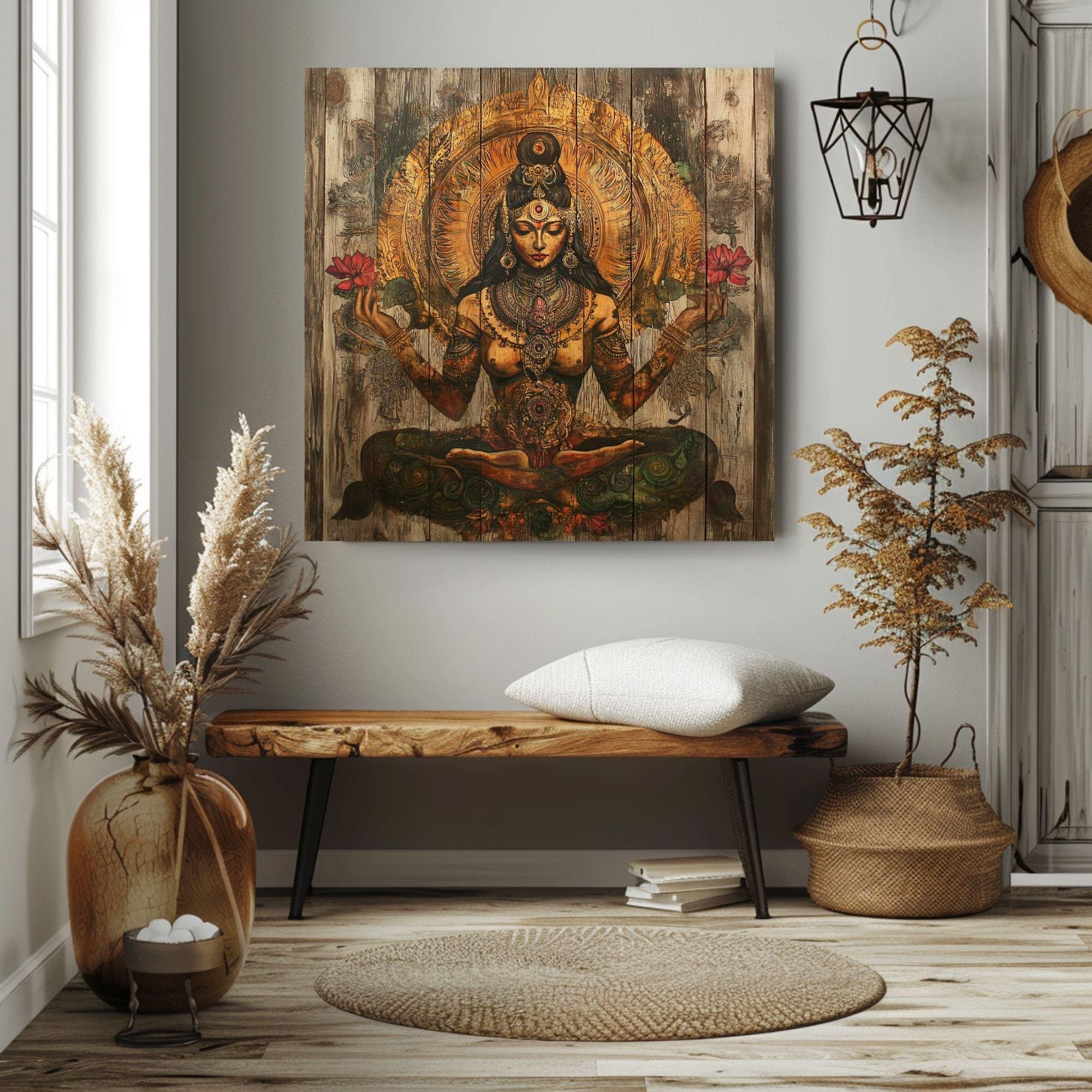 Goddess Pachamama Canvas Art, Earth Mother Boho Wall Decor, Spiritual Nature Goddess Art, Eco-Friendly Canvas Art Gift