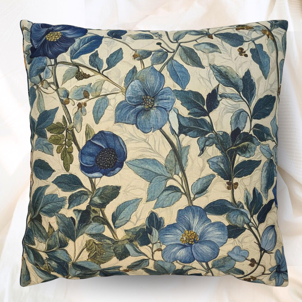 William Morris Inspired Throw Pillow Covers, Square Pillows for Farmhouse, Vintage Floral Cushion Cover, Blue Pillows, Floral Pillow Cases