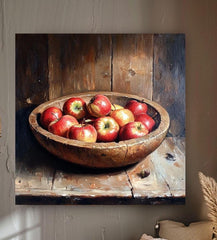 Apple Still Life Painting, Farmhouse Kitchen Wall Art, Fruit Print for Kitchen Art, Traditional Still Life Decor, Country Style Wall Art