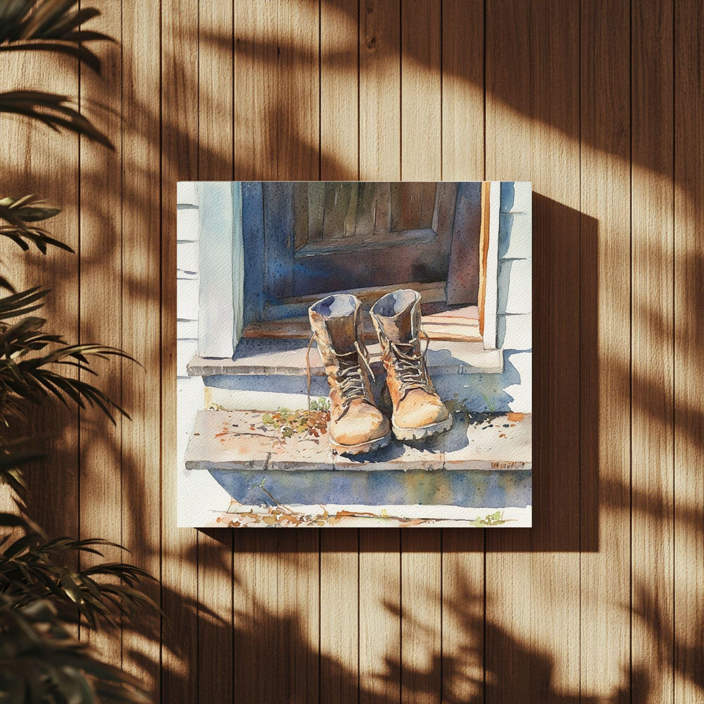 Rustic Distressed Boots Canvas Art, Western Farmhouse Wall Decor, Vintage Country Style Art Print, Distressed Boots Canvas Art