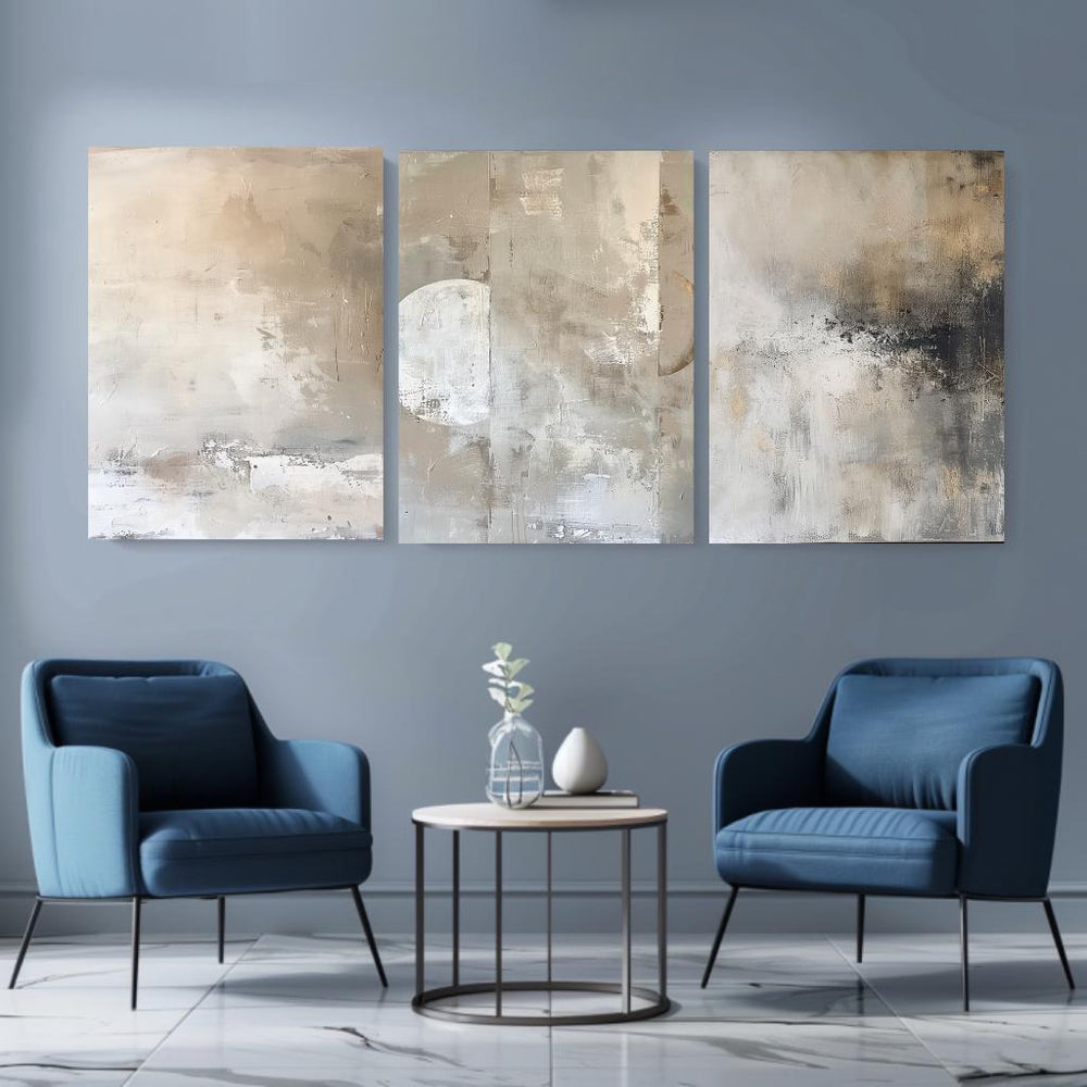 Modern Neutral Abstract Gallery Wall Art Set of 3 Neutral Nordic Canvas Simple Abstract Art Minimalist Brush Strokes Modern Abstract Art