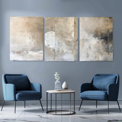 Modern Neutral Abstract Gallery Wall Art Set of 3 Neutral Nordic Canvas Simple Abstract Art Minimalist Brush Strokes Modern Abstract Art