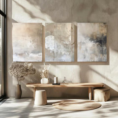 Modern Neutral Abstract Gallery Wall Art Set of 3 Neutral Nordic Canvas Simple Abstract Art Minimalist Brush Strokes Modern Abstract Art