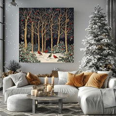 Morris Inspired Wall Art, Living Room Decor, Large Wall Art, Christmas Wall Art, Christmas Gift, Vintage Forest Wall Canvas, Above Bed Decor