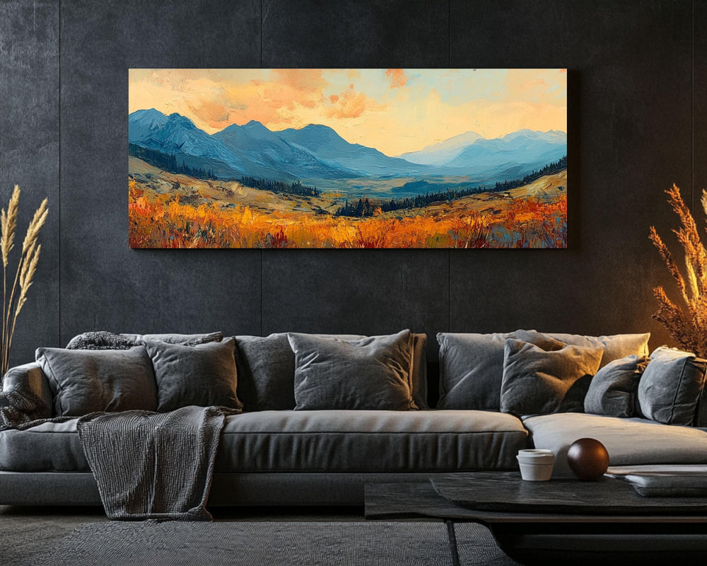 Sunlit Autumn Mountain Canvas Art, Fall Landscape Wall Decor, Rustic Fall Scenic Home Decor, Nature-Inspired Canvas Print