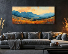 Sunlit Autumn Mountain Canvas Art, Fall Landscape Wall Decor, Rustic Fall Scenic Home Decor, Nature-Inspired Canvas Print