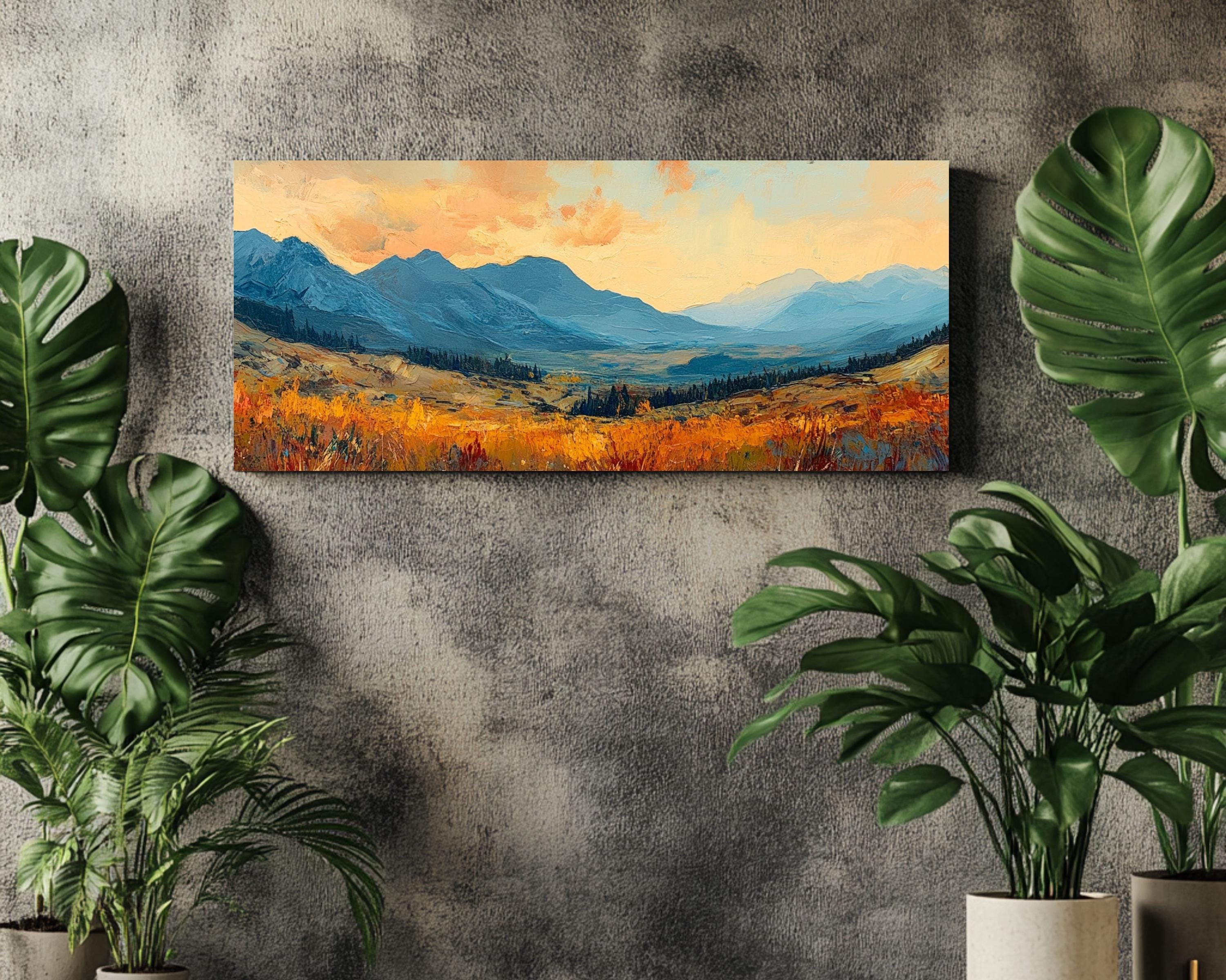 Sunlit Autumn Mountain Canvas Art, Fall Landscape Wall Decor, Rustic Fall Scenic Home Decor, Nature-Inspired Canvas Print