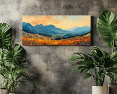 Sunlit Autumn Mountain Canvas Art, Fall Landscape Wall Decor, Rustic Fall Scenic Home Decor, Nature-Inspired Canvas Print
