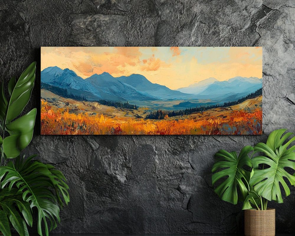 Sunlit Autumn Mountain Canvas Art, Fall Landscape Wall Decor, Rustic Fall Scenic Home Decor, Nature-Inspired Canvas Print