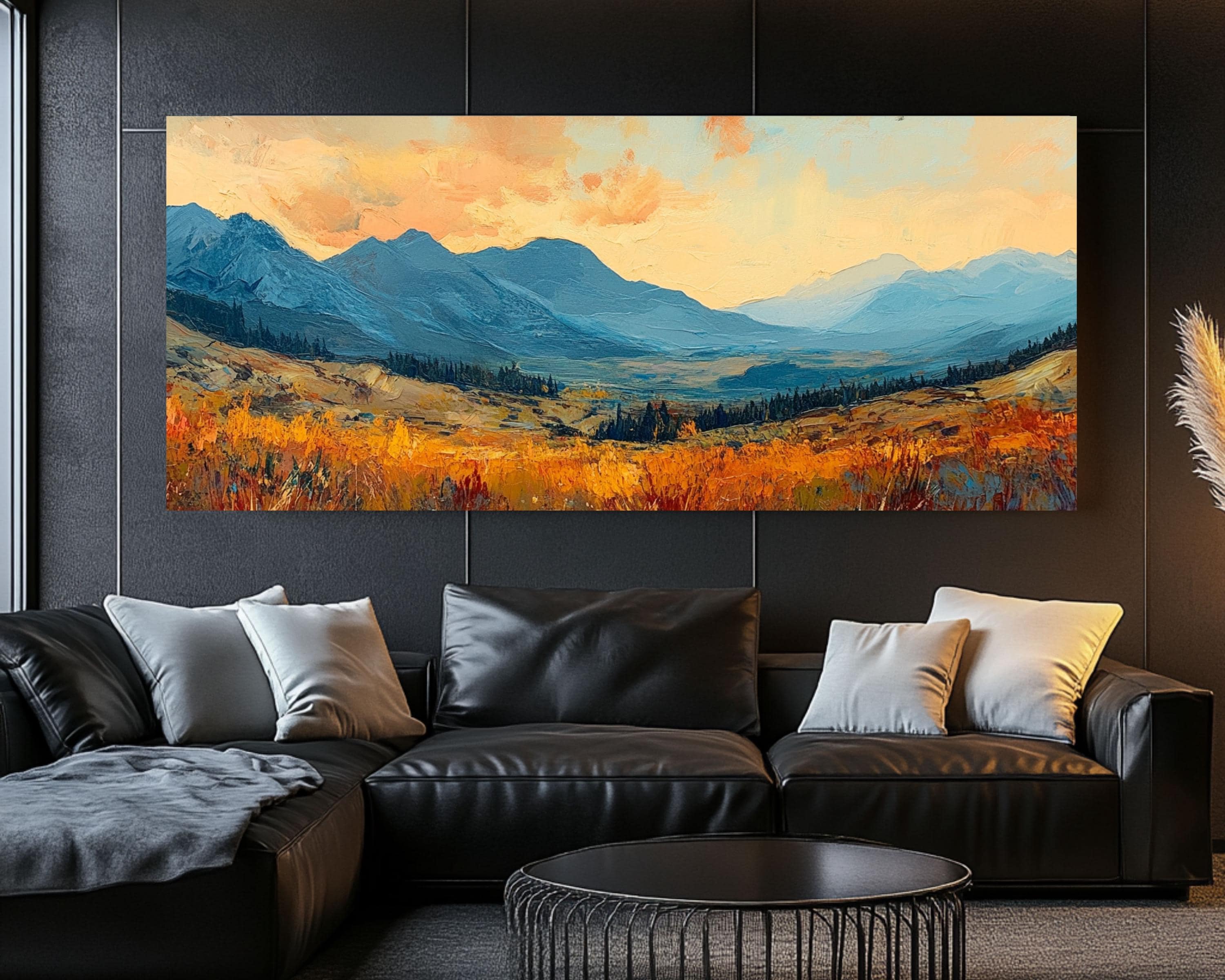 Sunlit Autumn Mountain Canvas Art, Fall Landscape Wall Decor, Rustic Fall Scenic Home Decor, Nature-Inspired Canvas Print