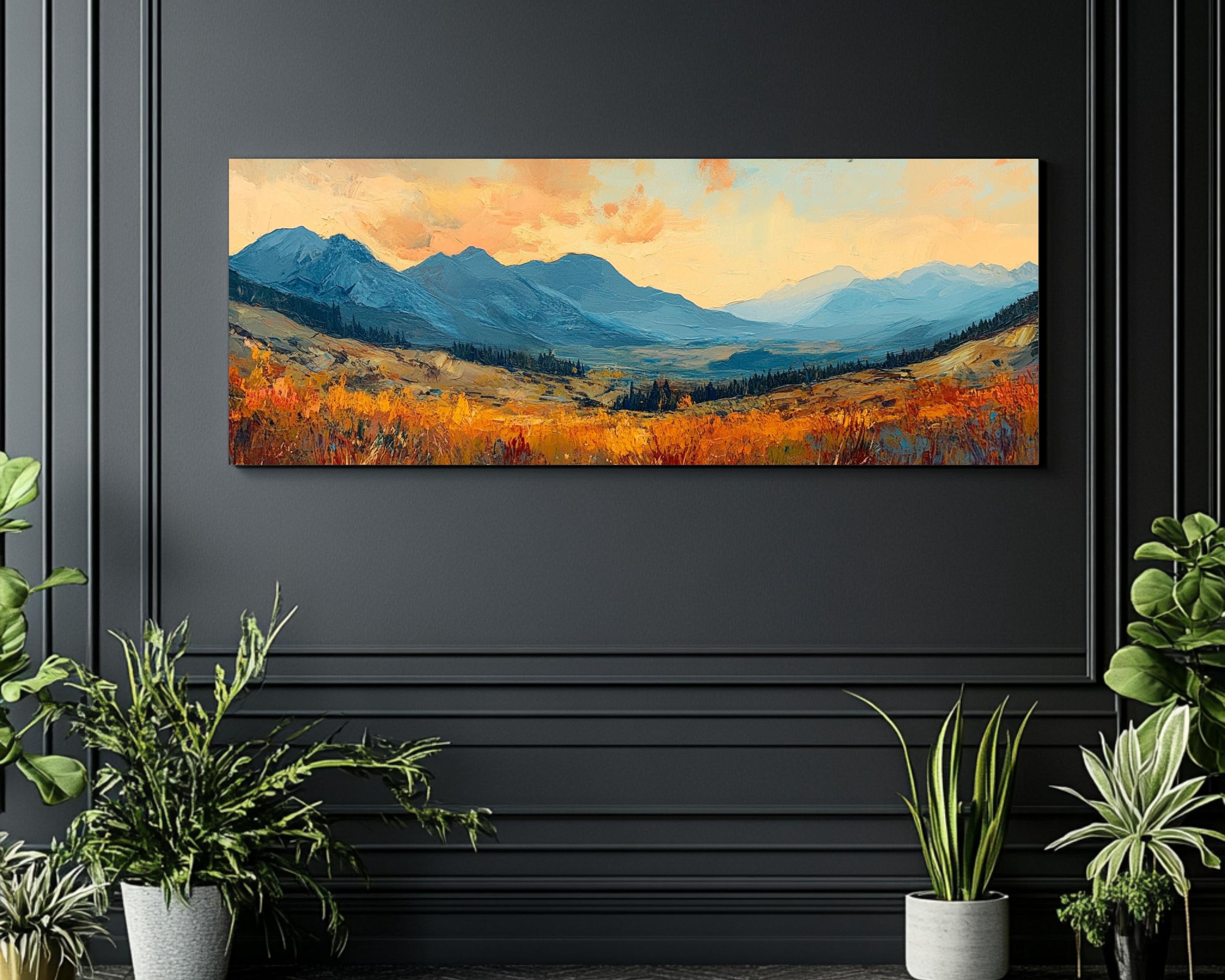Sunlit Autumn Mountain Canvas Art, Fall Landscape Wall Decor, Rustic Fall Scenic Home Decor, Nature-Inspired Canvas Print