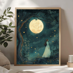 Whimsical Fairytale Canvas Art, Wooden Framed Whimsical Storybook-Inspired Wall Decor, Nursery Illustration, Fantasy-Themed Room