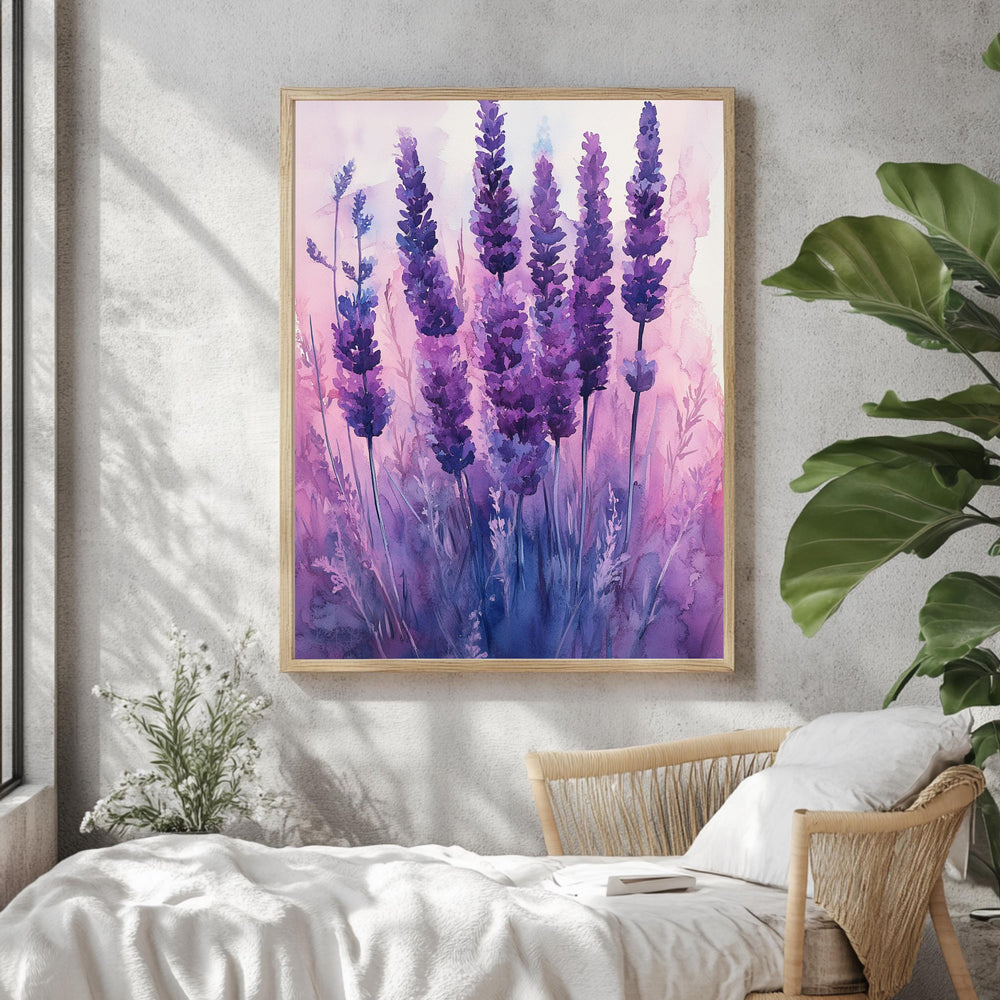 Lavender Dream Framed Canvas, Purple Wildflower Wall Art, Soft Botanical Decor, Romantic Nature Artwork, Elegant Home Accent