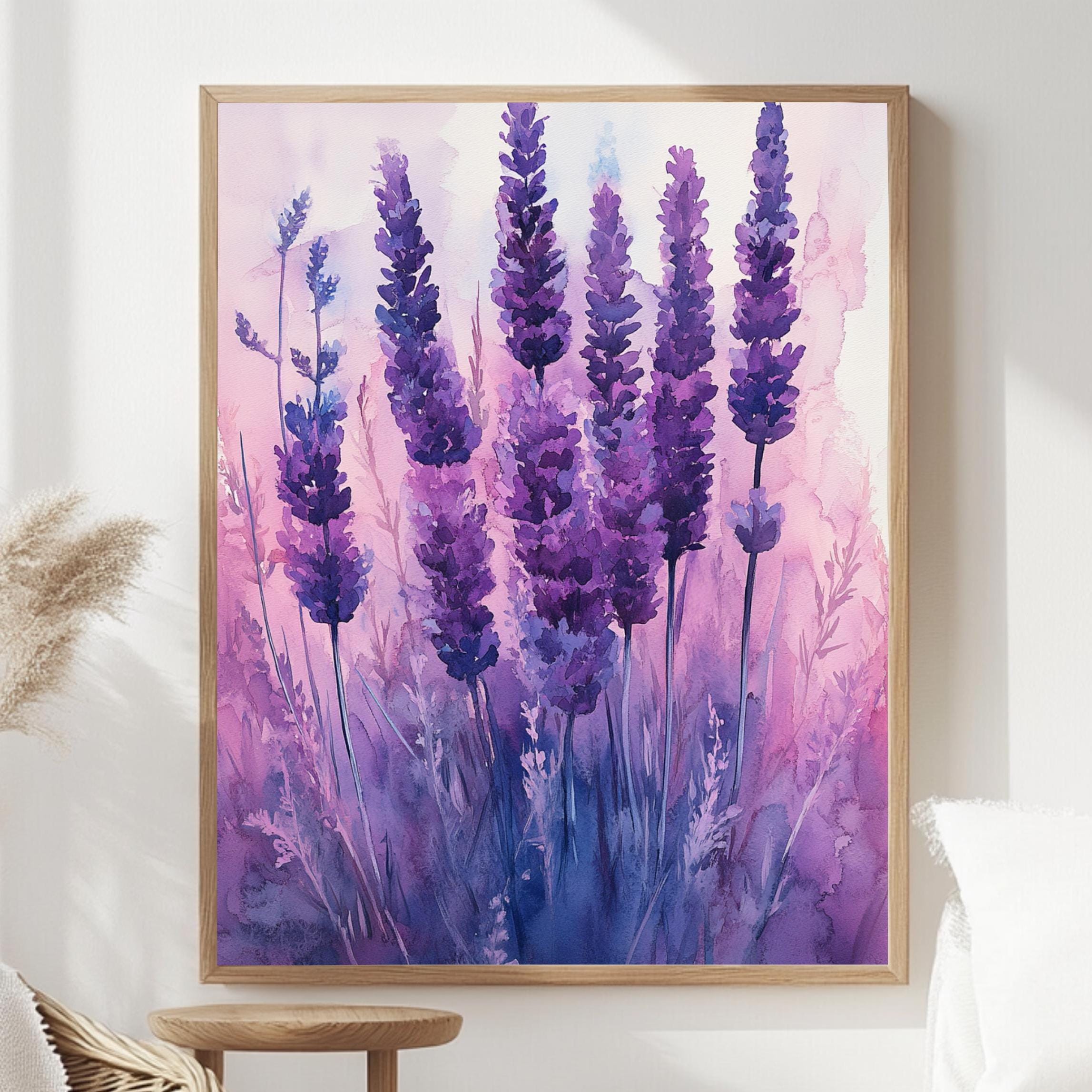 Lavender Dream Framed Canvas, Purple Wildflower Wall Art, Soft Botanical Decor, Romantic Nature Artwork, Elegant Home Accent