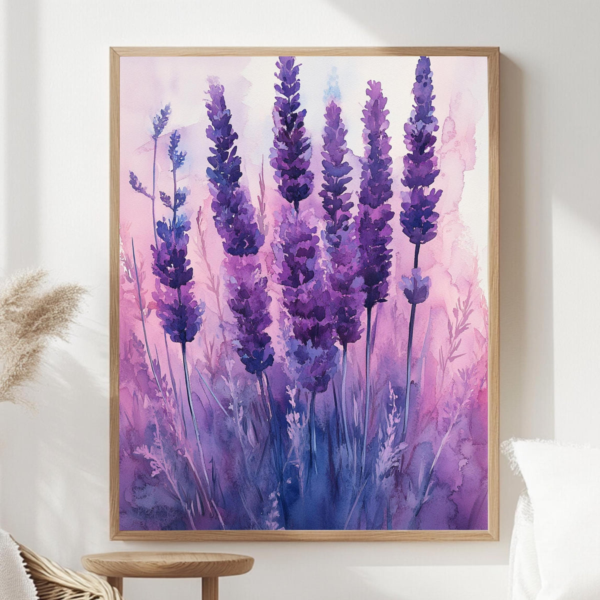 Lavender Dream Framed Canvas, Purple Wildflower Wall Art, Soft Botanical Decor, Romantic Nature Artwork, Elegant Home Accent
